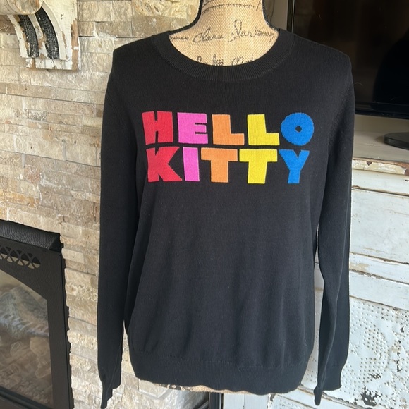 Modcloth x Hello Kitty Oh So Supercute black sweater vibrant rainbow retro style - Picture 5 of 16